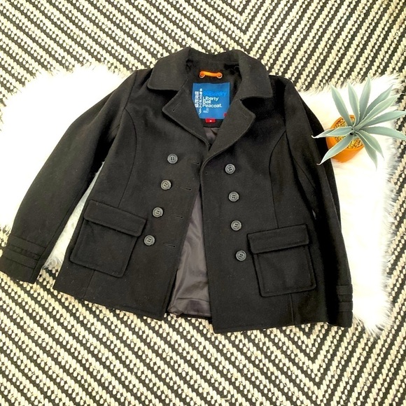 Superdry Jackets & Blazers - Superdry black wool waist length black pea coat